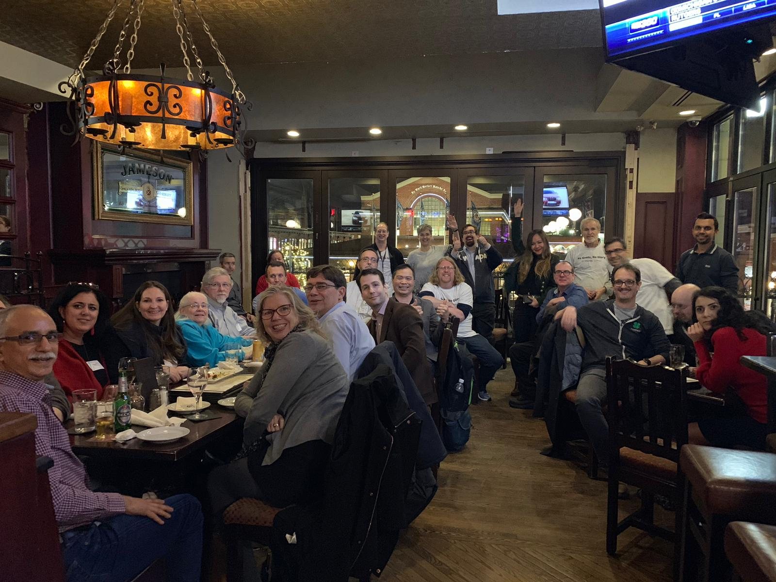 GOAT 2018 attendees gathered at a pub after the event