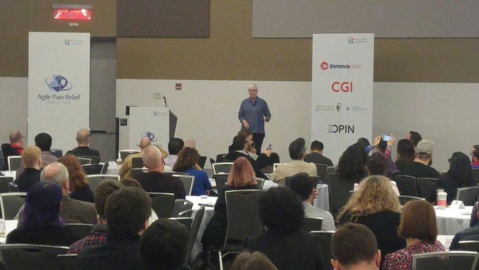 Speaker presenting to the GOAT 2019 audience